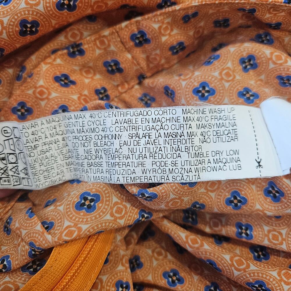 Zara Basic Wide Leg Pants Medium Orange Blue Geom… - image 8